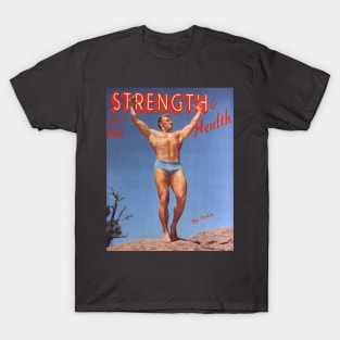 STRENGTH & HEALTH - Vintage Physique Muscle Male Model Magazine Cover T-Shirt